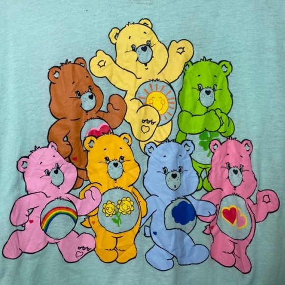 CARE BEARS | Teal Cropped Short Sleeve Tie Front Top with Embroidery | Size 3X - Picture 4 of 9